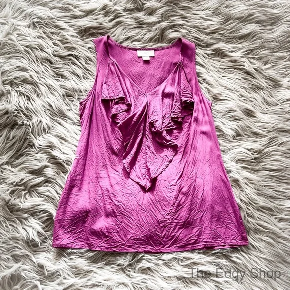 LOFT | Ruffle Front V-Neck Tank Top Blouse - Picture 1 of 4